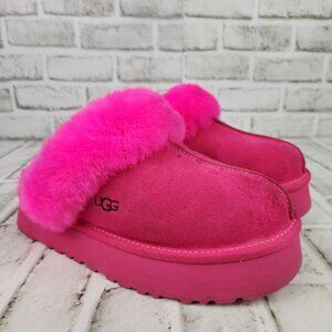 Ugg Disquette Slippers Women Size 8 Hot Pink Suede Platform Chunky Y2K Mule
